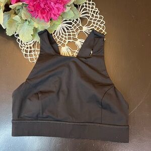 Lululemon Black Racer Back Yoga Athletic Sports Bra Sz S No Padding See Dets